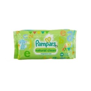 دستمال مرطوب 64 برگی مدل Natural Clean پمپرز