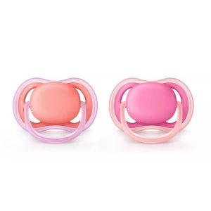 پستانک دو عددی الترا ایر 6 تا 18 ماه بدون طرح صورتی اونت