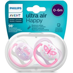 پستانک ارتودنسی دو عددی الترا ایر 0 تا 6 ماه طرح پروانه و مادر اونت