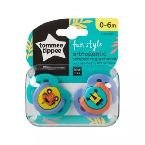 پستانک ارتودنسی دو عددی 0 تا 6 ماه طرح ببر و کرگدن تامی تیپی