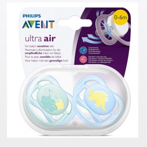 پستانک دو عددی الترا ایر 0 تا 6 ماه طرح دایناسور و ابر آبی اونت