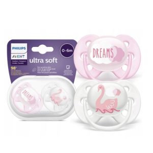 پستانک دو عددی الترا ایر 0 تا 6 ماه طرح پلیکان و رویا صورتی اونت