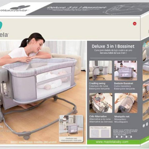 گهواره برقی کنارتخت مادر 3 کاره ماستلا رنگ طوسی روشن