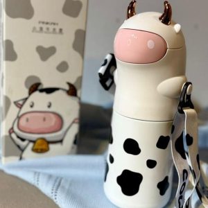 قمقمه استیل نی دار Pinkah طرح گاو