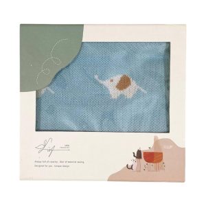 پتو بافت کلاهدار طرح فیل آبی lisa