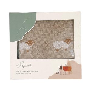 پتو بافت کلاهدار طرح گوسفند کرم lisa